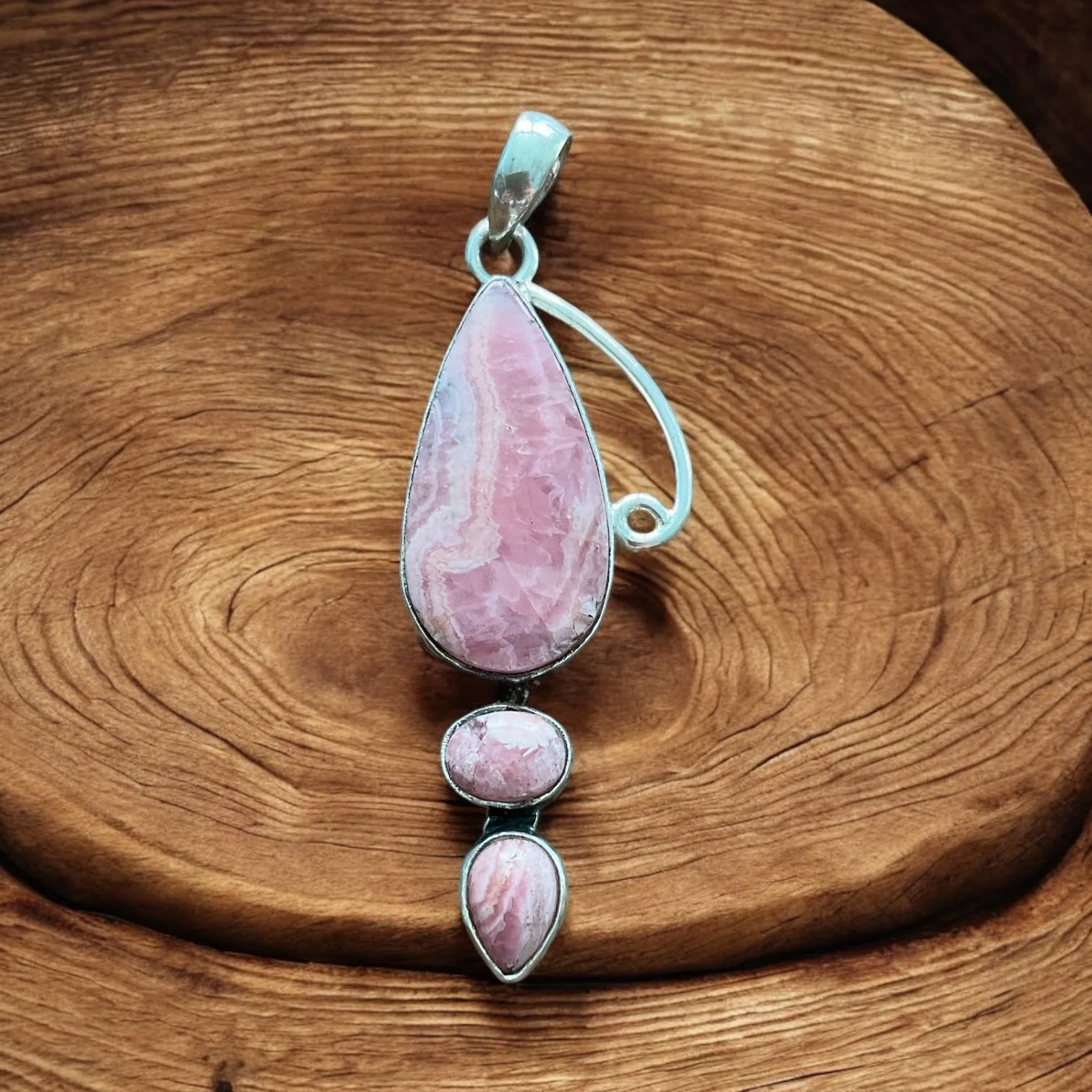 Rhodochrosite Solid 925 Sterling Silver Pendant