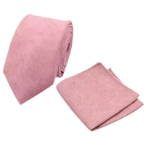 Rose Dusty Cinnamon Rose Pink Cotton Tie and Pocket Square Set