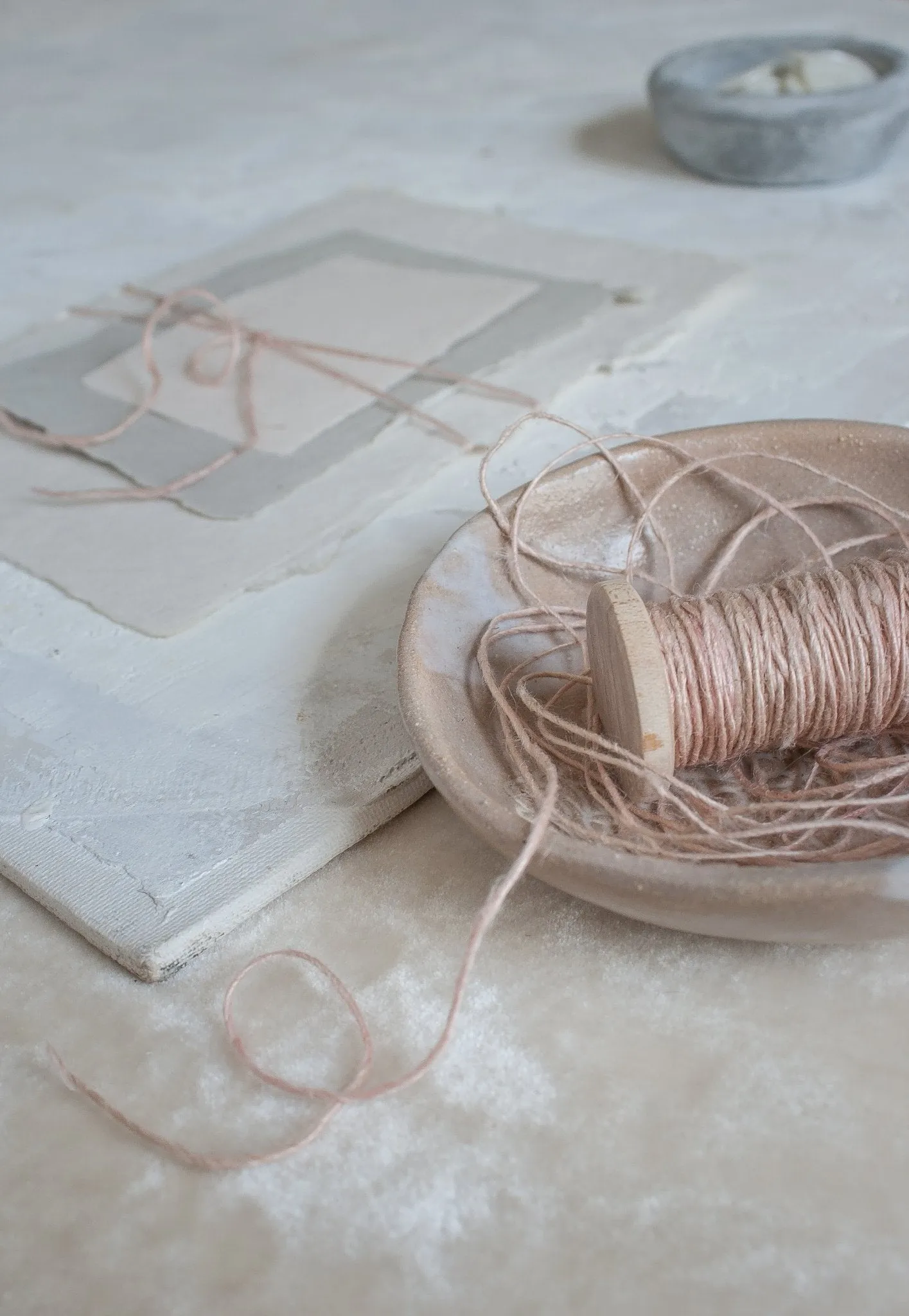 Rose Quartz Flax Twine, Hand Spun