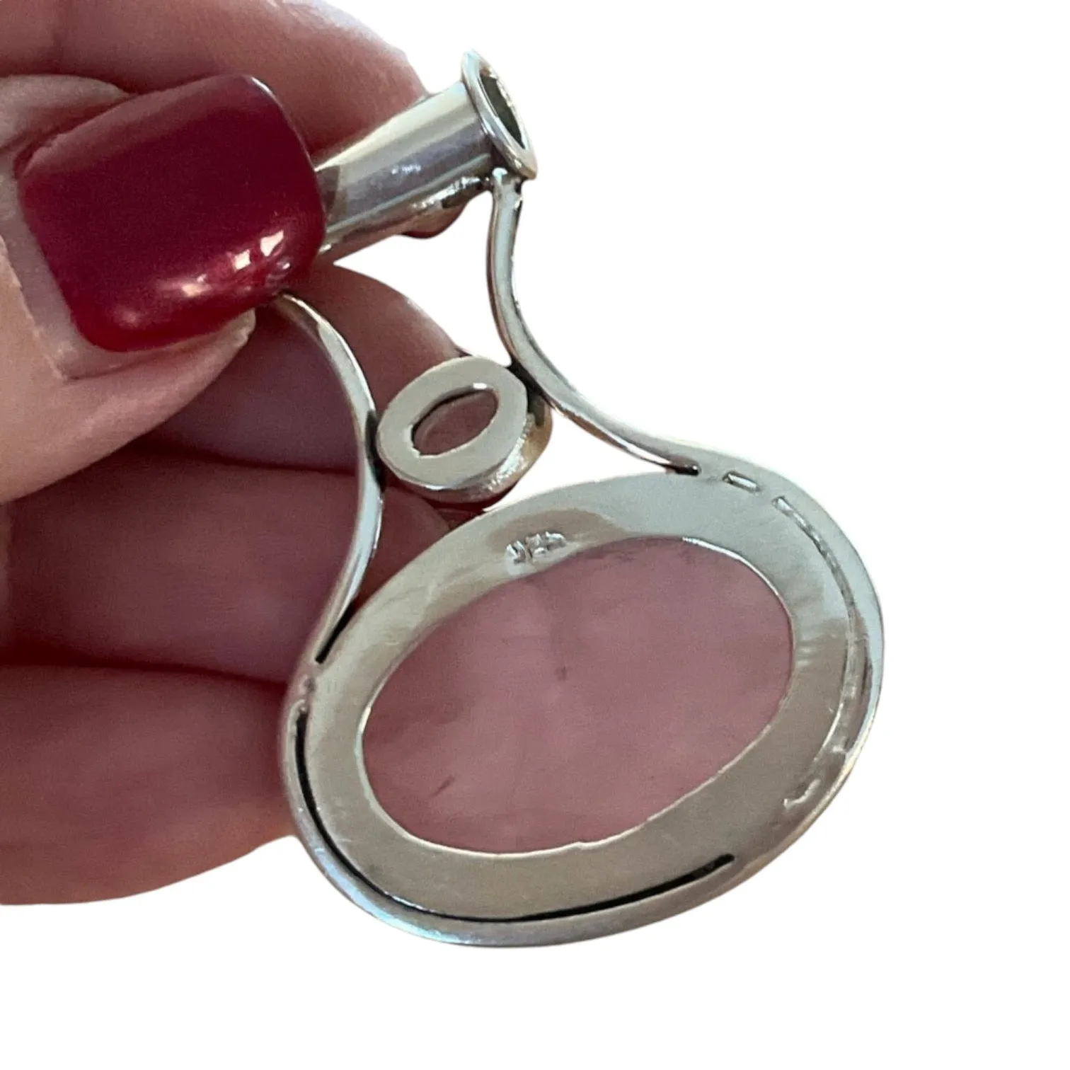 Rose Quartz Solid 925 Sterling Silver Pendant