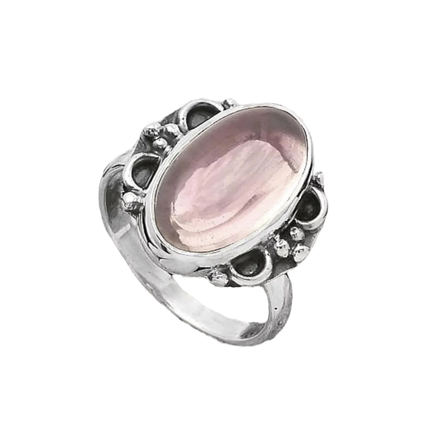 Rose Quartz Solid 925 Sterling Silver Ring 8