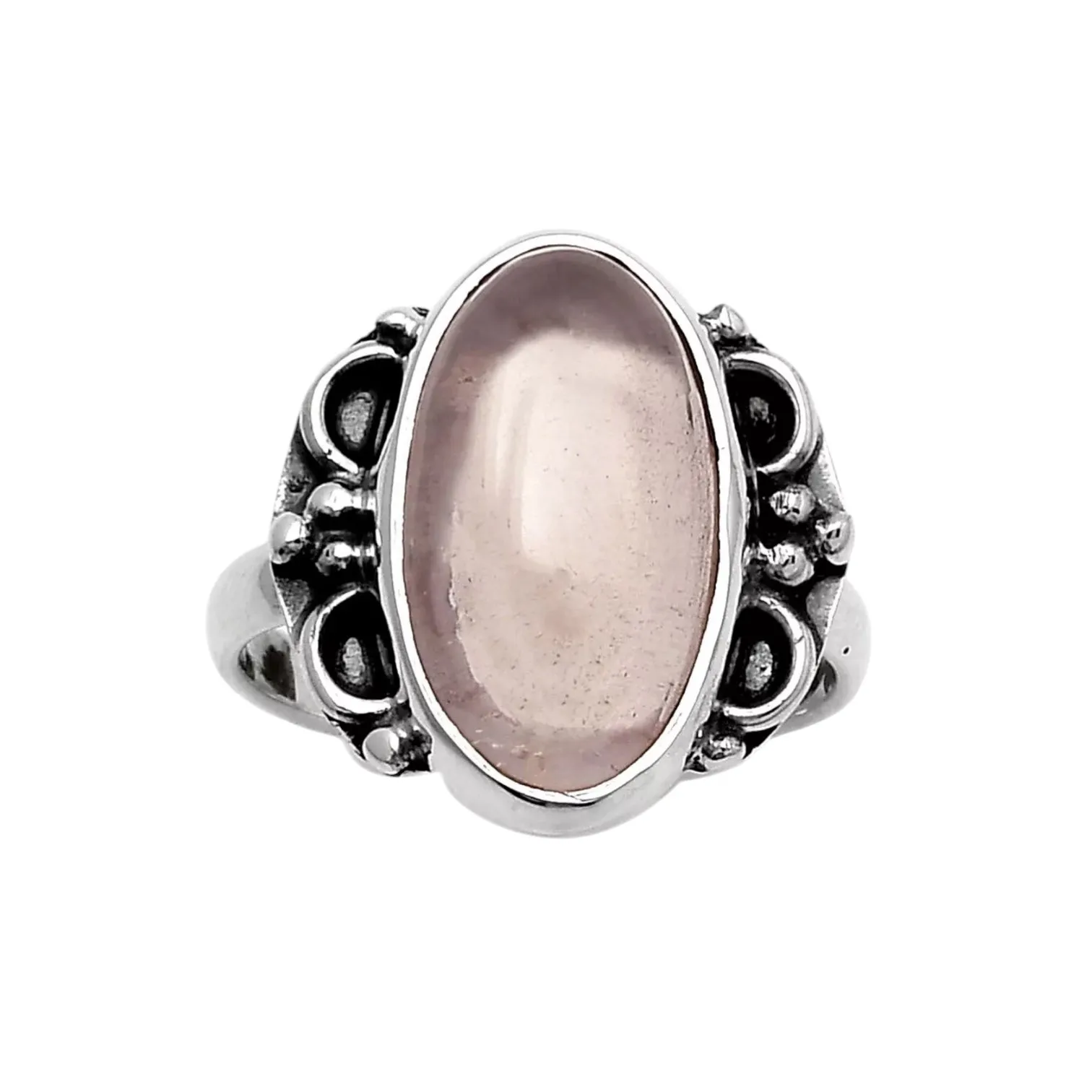 Rose Quartz Solid 925 Sterling Silver Ring 8