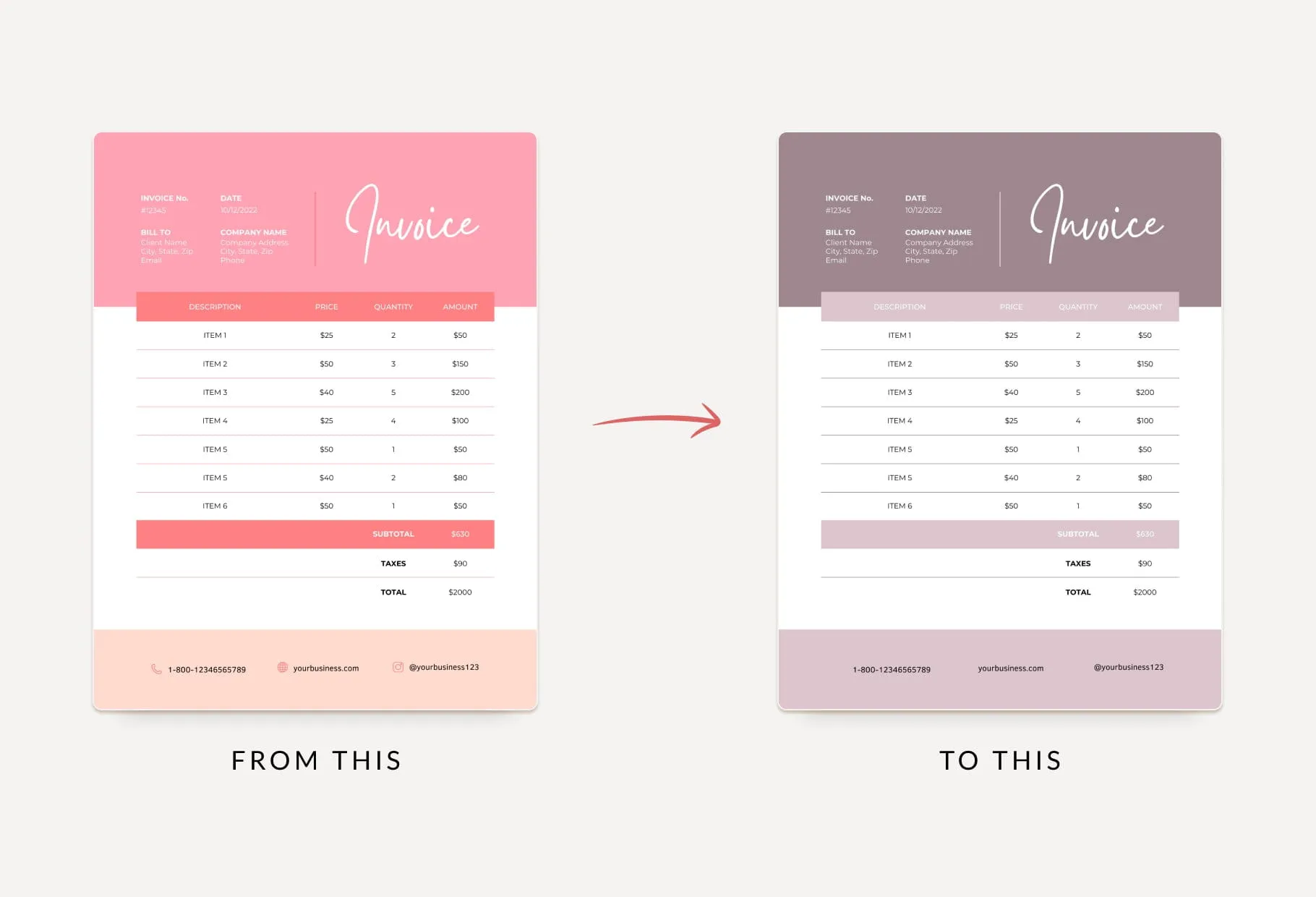Roseberry Invoice Canva Template Printable and Editable