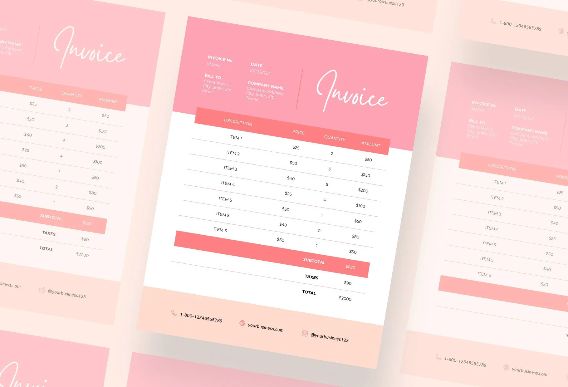 Roseberry Invoice Canva Template Printable and Editable