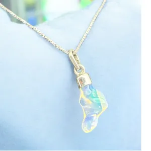 Rough Ethiopian Opal Solid 925 Sterling Silver Necklace