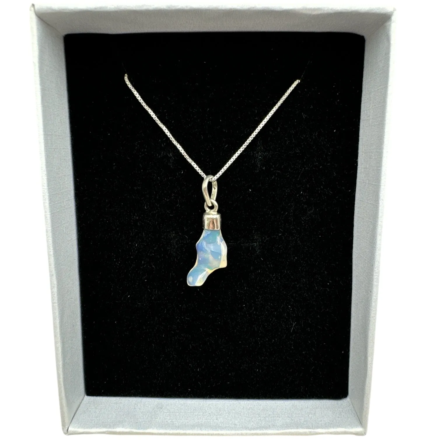 Rough Ethiopian Opal Solid 925 Sterling Silver Necklace