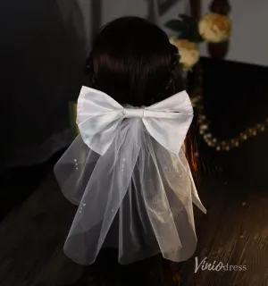 Roycebridal Short Satin Bow Veil for Bride Viniodress AC1311