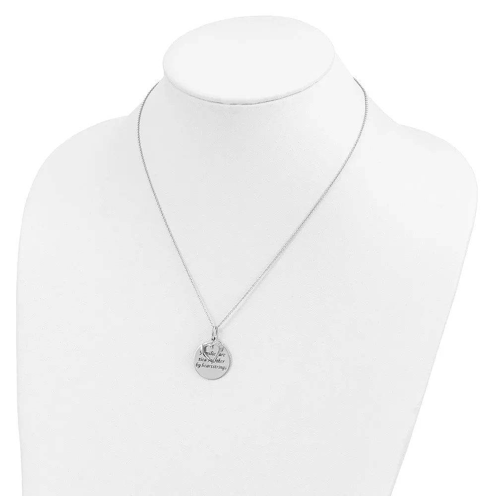 Sentimental Expressions Sterling Silver Rhodium-plated Antiqued CZ Families Are Tied Together 18in Heart Necklace