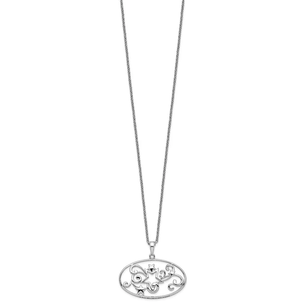 Sentimental Expressions Sterling Silver Rhodium-plated Antiqued I Believe In You 18in Star Necklace