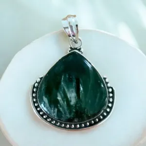 Seraphanite Solid 925 Sterling Silver Pendant