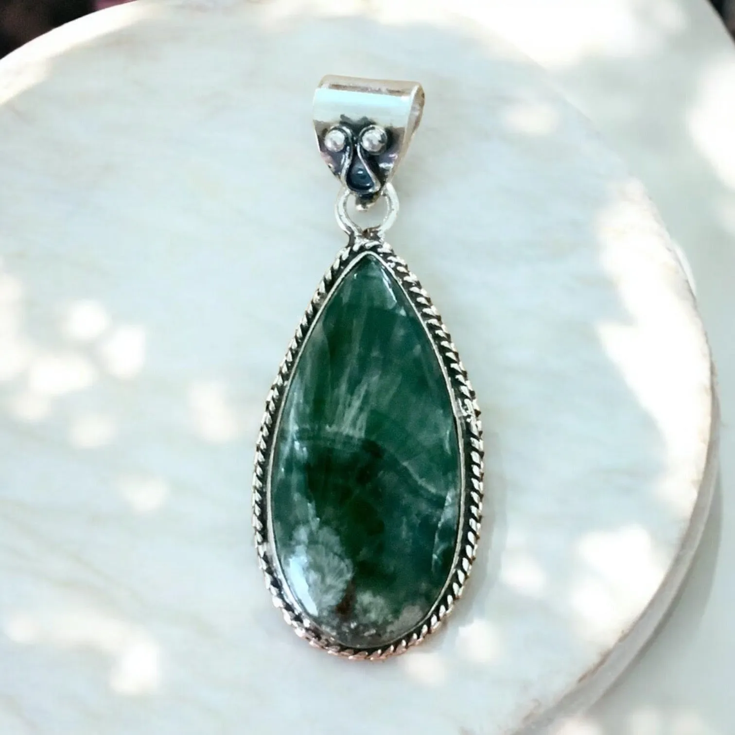 Seraphanite Solid 925 Sterling Silver Pendant