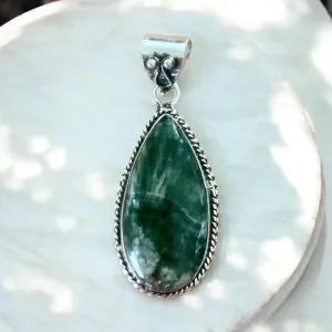 Seraphanite Solid 925 Sterling Silver Pendant