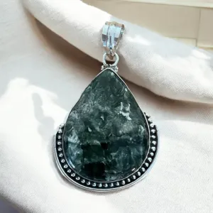 Seraphinite Solid 925 Sterling Silver Pendant