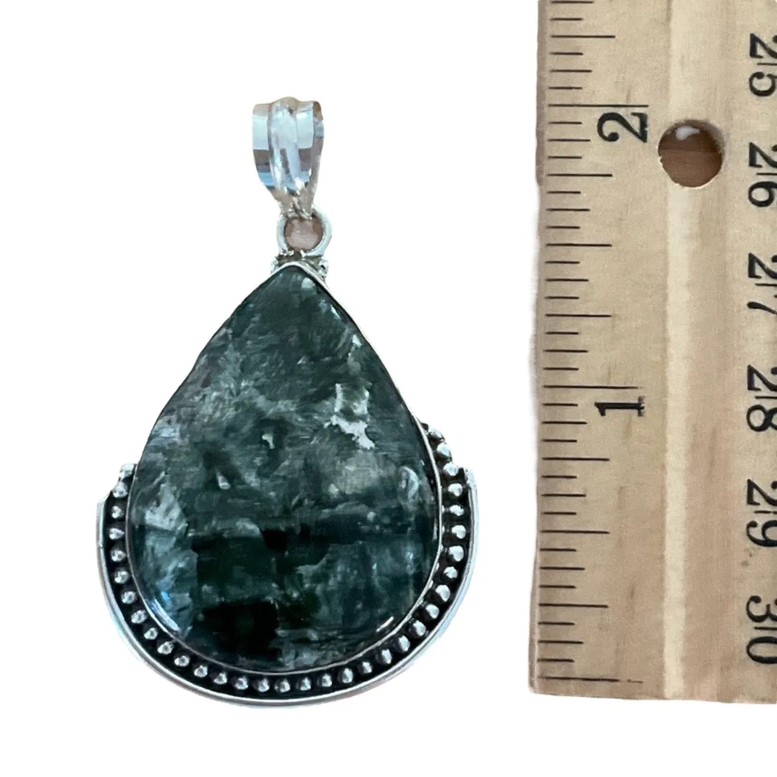 Seraphinite Solid 925 Sterling Silver Pendant