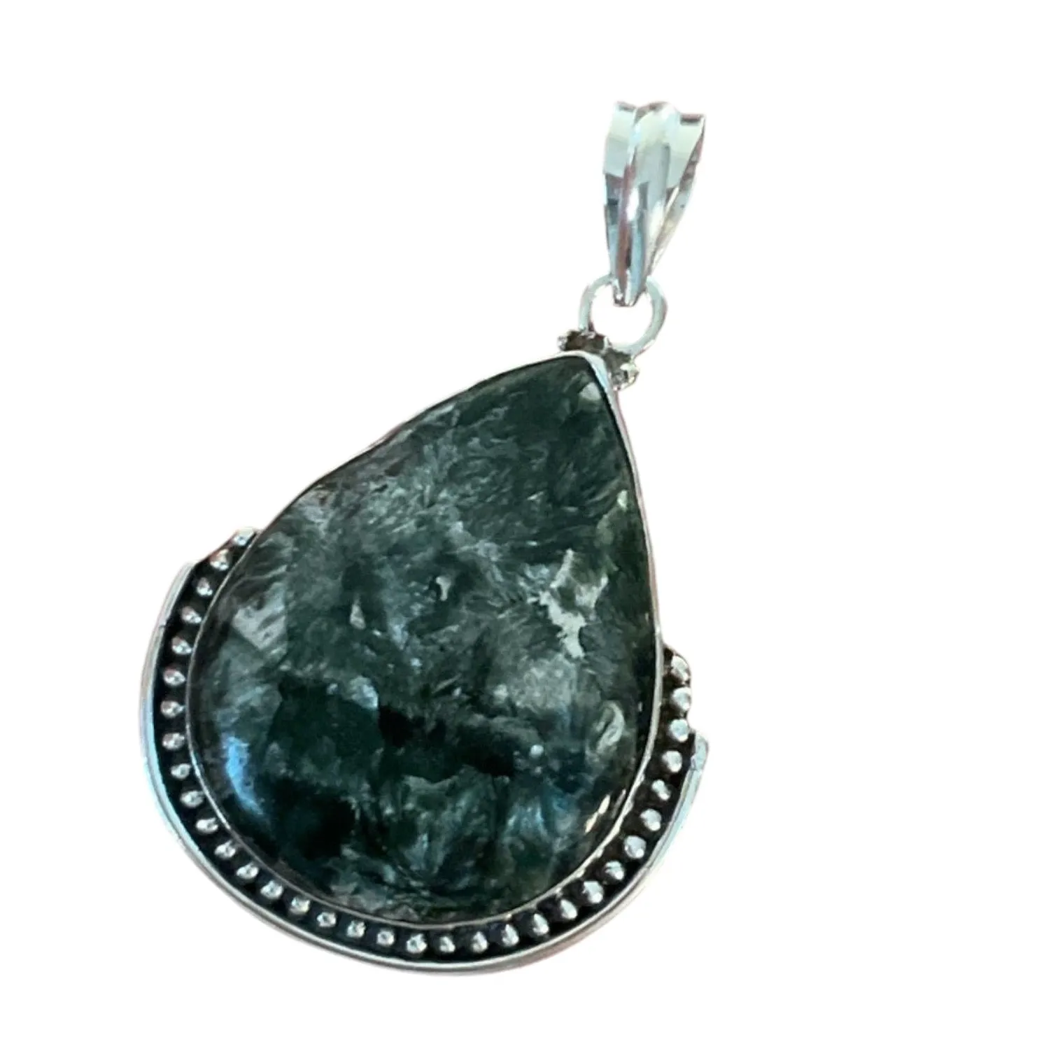 Seraphinite Solid 925 Sterling Silver Pendant
