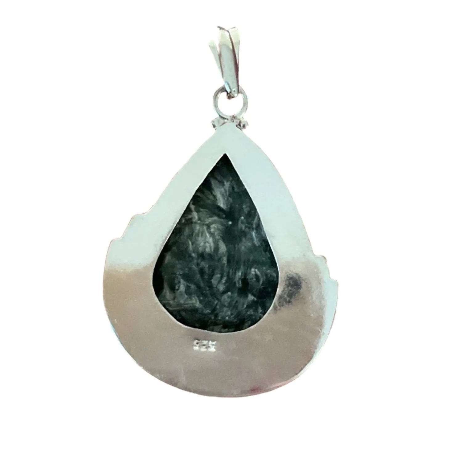 Seraphinite Solid 925 Sterling Silver Pendant