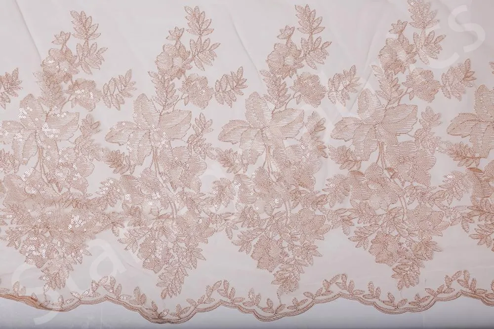 Sheer Sequin Floral Embellished Fabric
