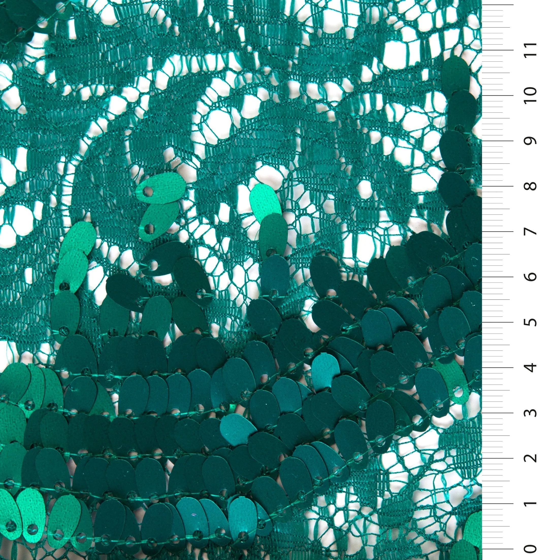 Shiny Sequin Embroidered Lace Fabric with Teardrop Pattern