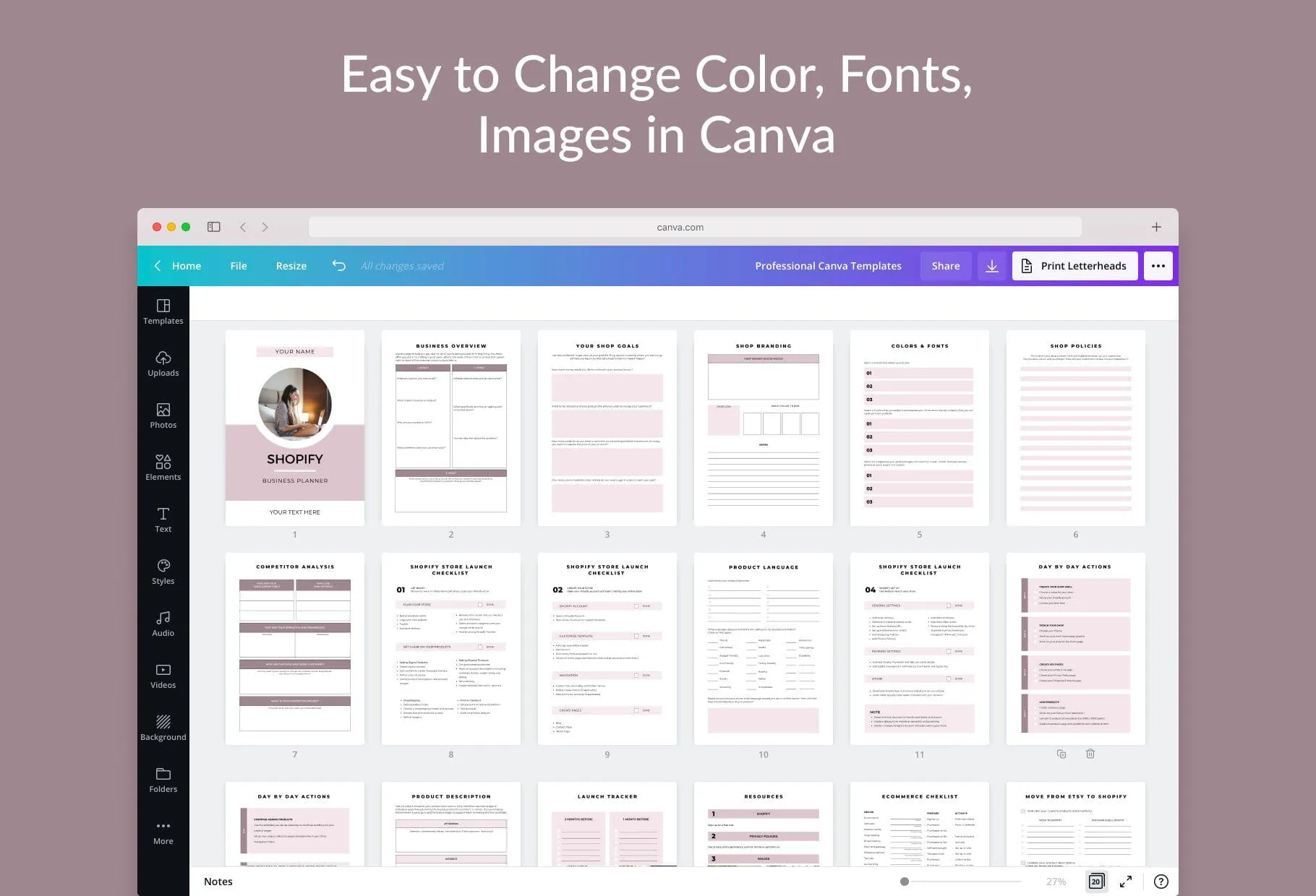 Shopify Planner Canva Template