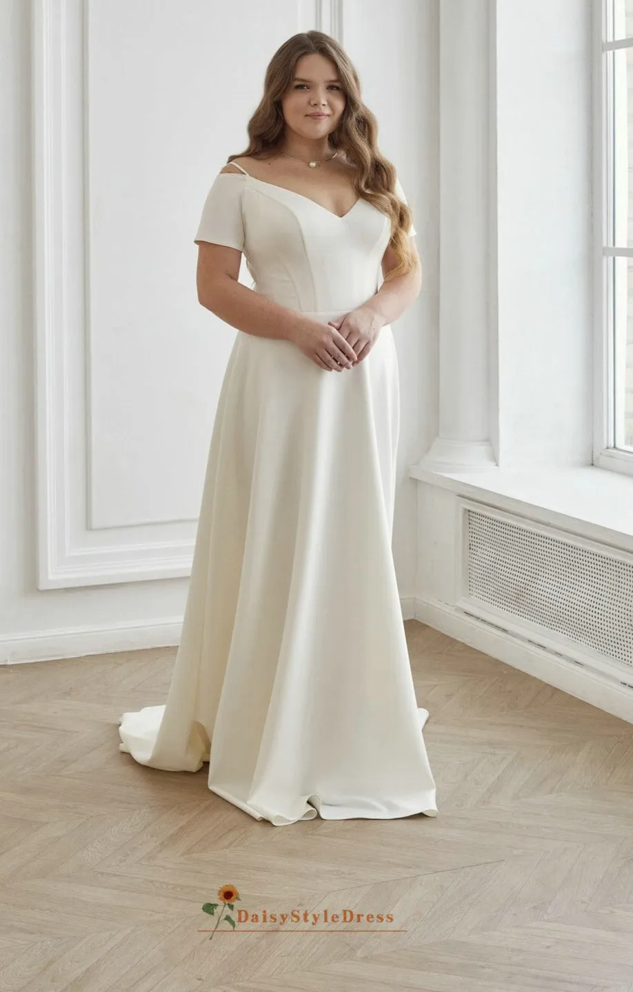 Short Sleeve Plus Size Wedding Dress