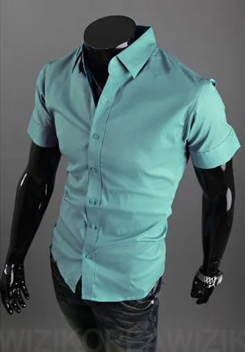 Short Sleeve Solid Business Men Shirt