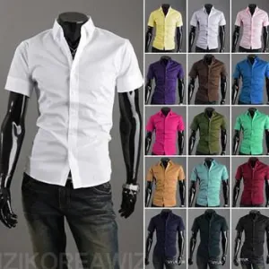 Short Sleeve Solid Business Men Shirt