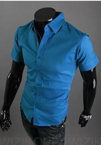 Short Sleeve Solid Business Men Shirt