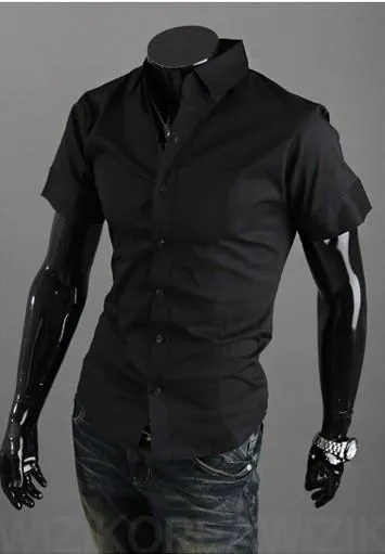 Short Sleeve Solid Business Men Shirt
