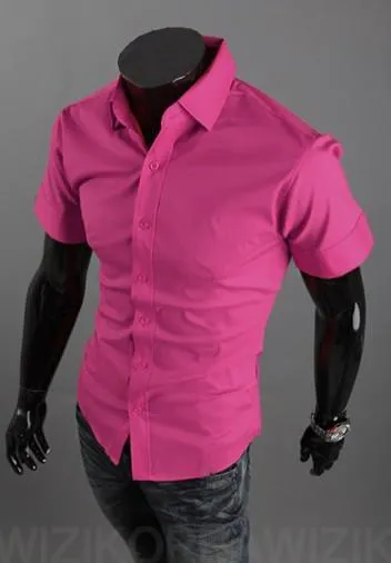 Short Sleeve Solid Business Men Shirt