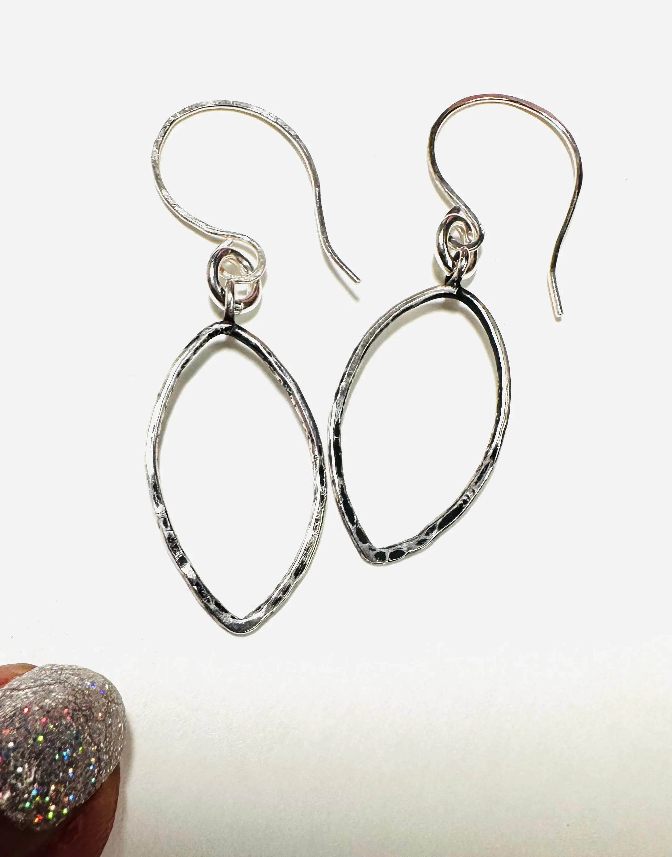 Silver Marquise Earrings/ Leaf/Open Earrings