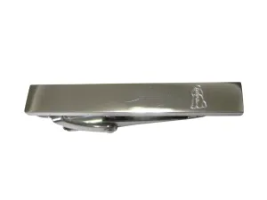 Silver Toned Etched Sleek Poodle Dog Skinny Tie Clip