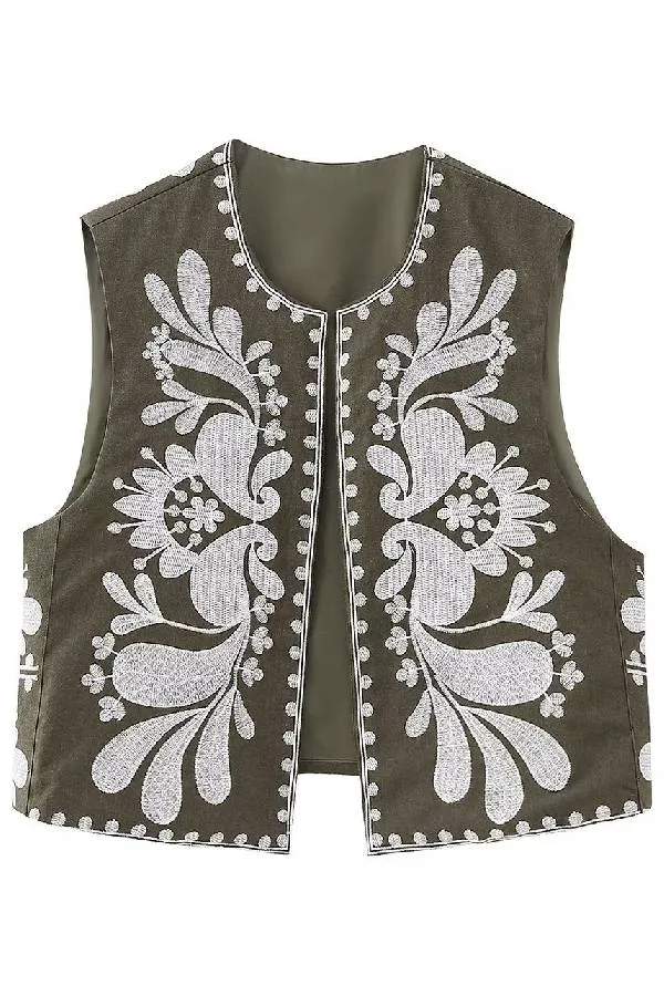 Sleeveless Embroidered Jacket