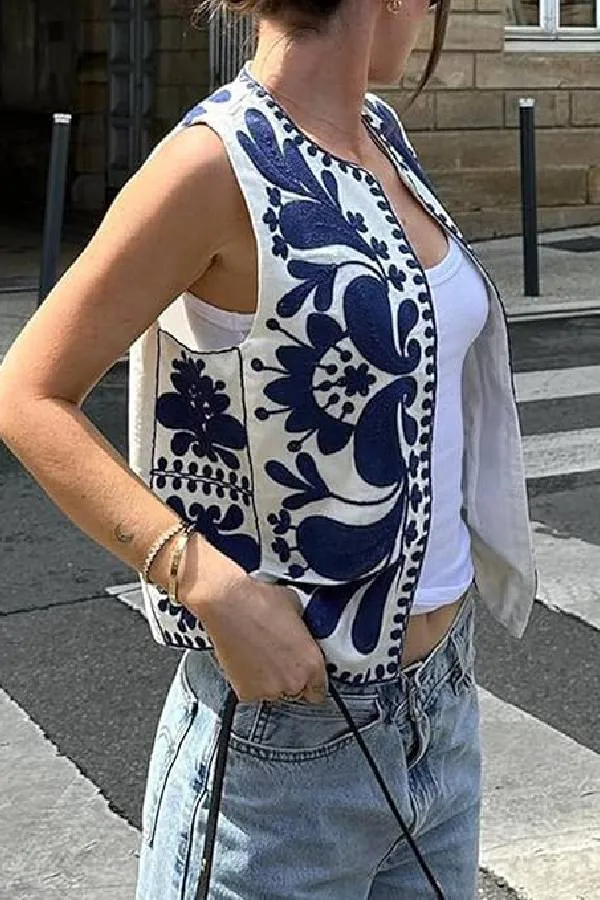 Sleeveless Embroidered Jacket