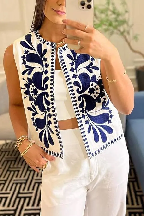 Sleeveless Embroidered Jacket