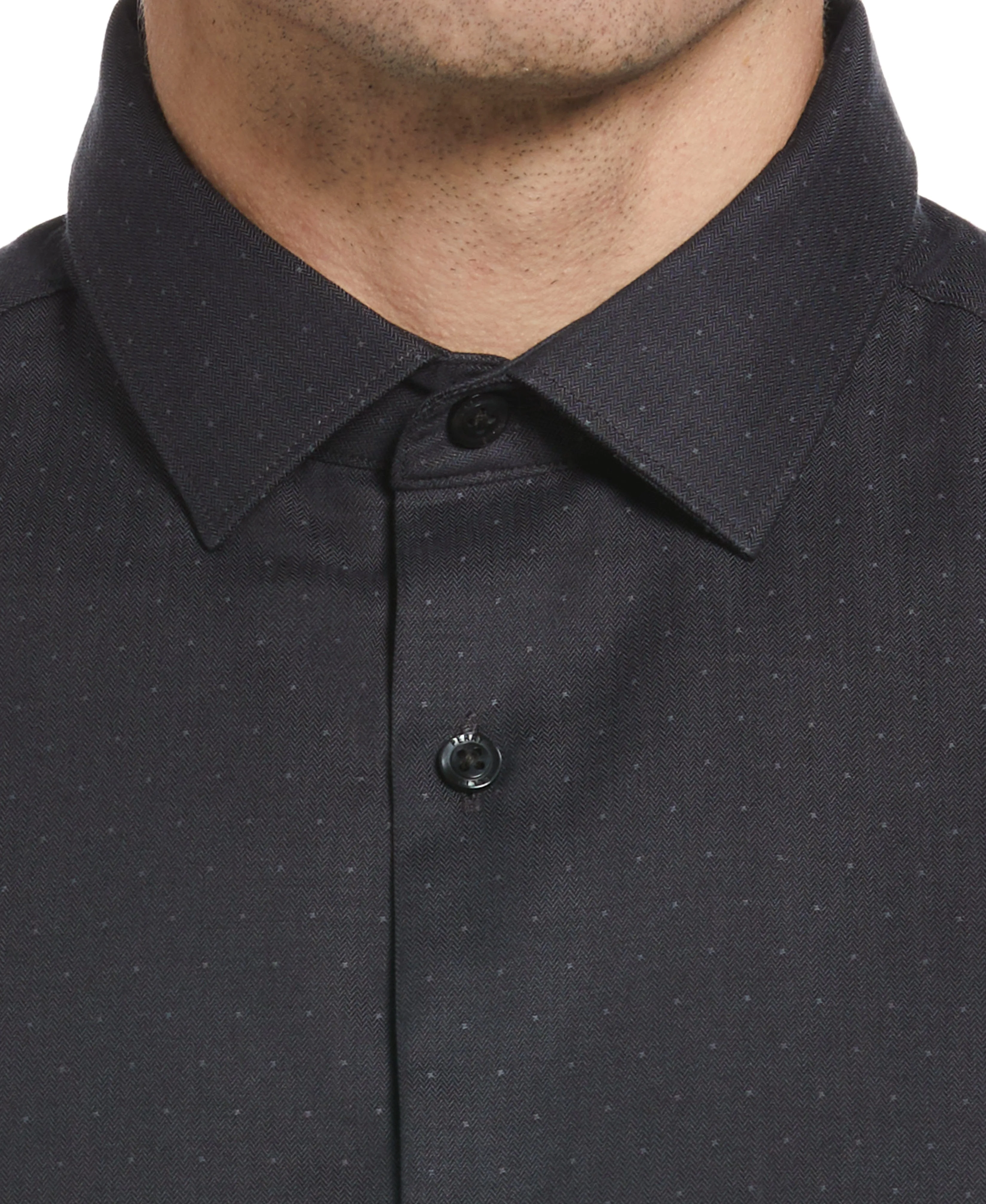 Slim Fit Dobby Polka Dot Print Dress Shirt