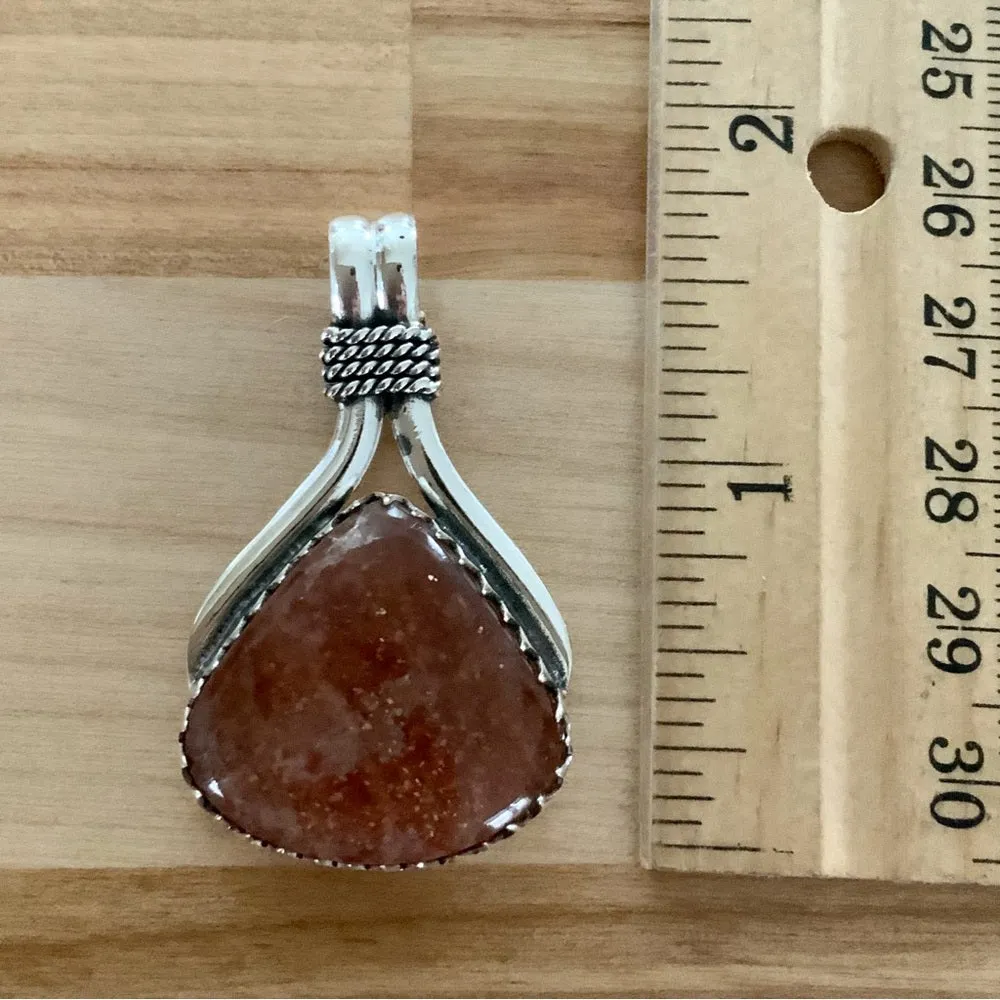 Solid 925 Sterling Silver Sunstone Pendant