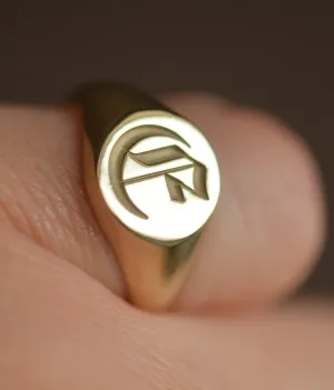 Solid Gold Monogram Signet Ring