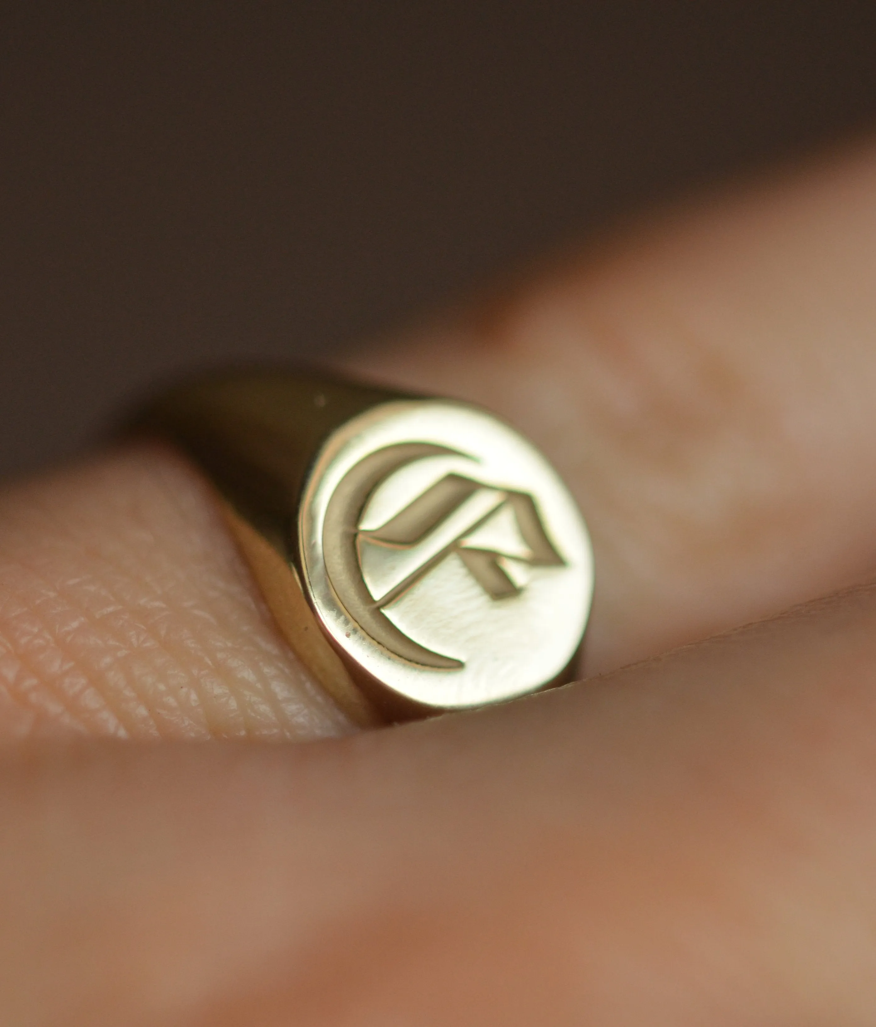 Solid Gold Monogram Signet Ring