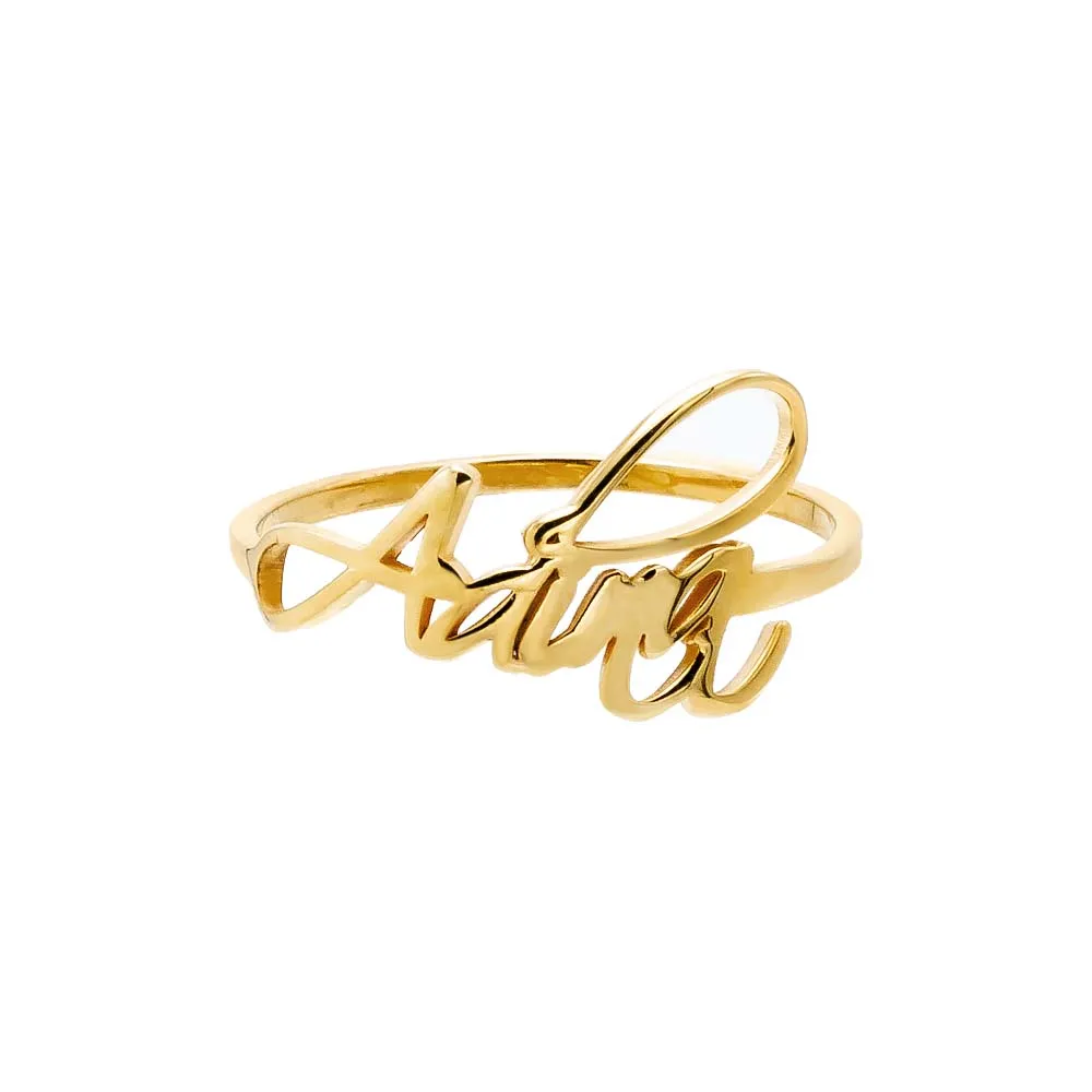 Solid Script Lowercase Name Ring