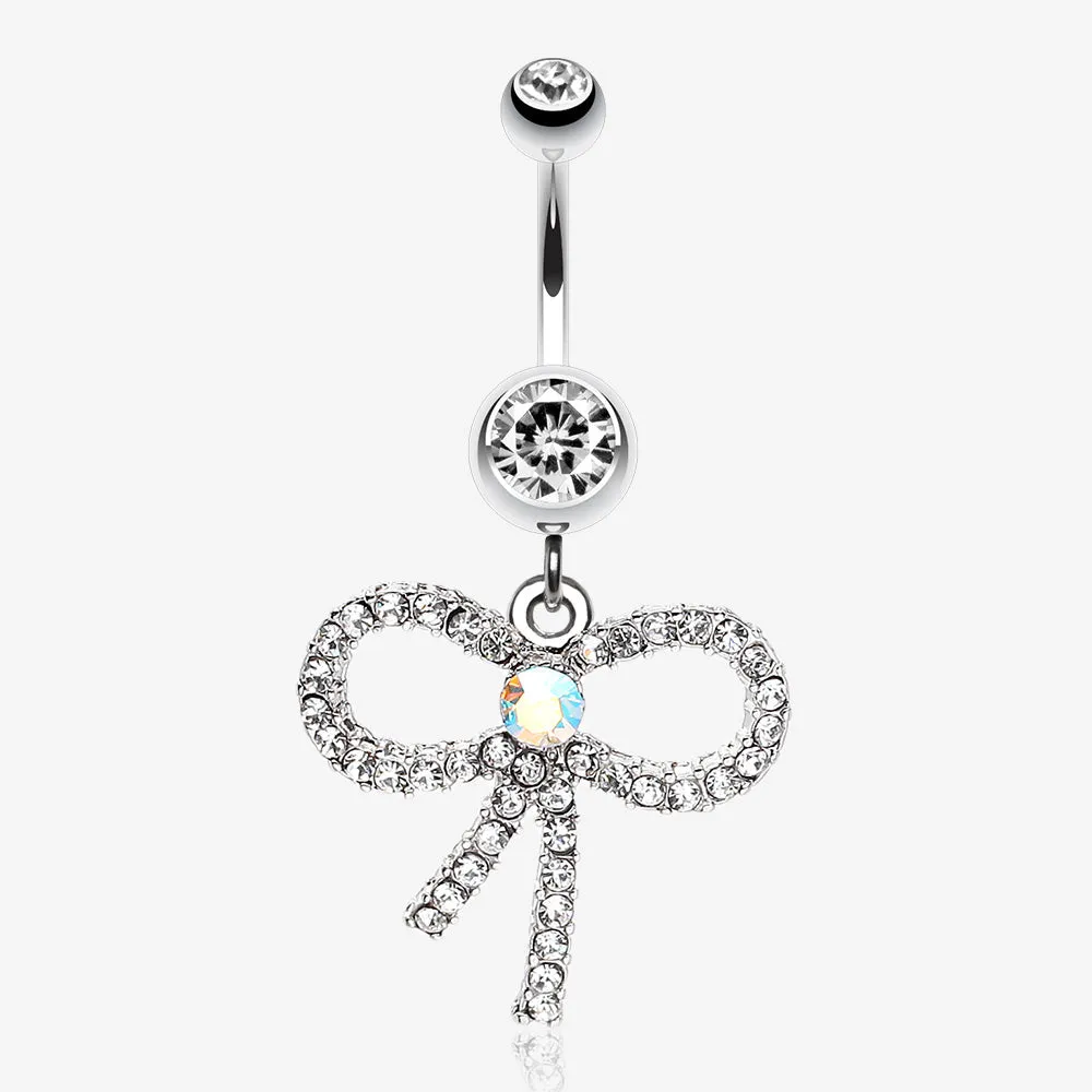 Sparkling Ribbon Dangle Belly Ring