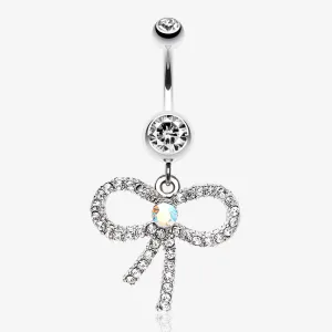 Sparkling Ribbon Dangle Belly Ring