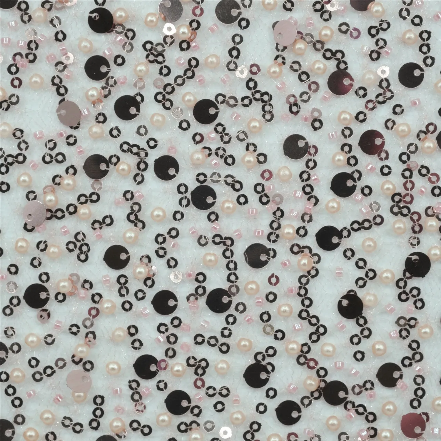 SPIDER NET TULLE FABRIC WITH SEQUINED PEARLS AND CUT BEADS