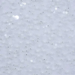 SPIDER NET TULLE FABRIC WITH SEQUINED PEARLS AND CUT BEADS