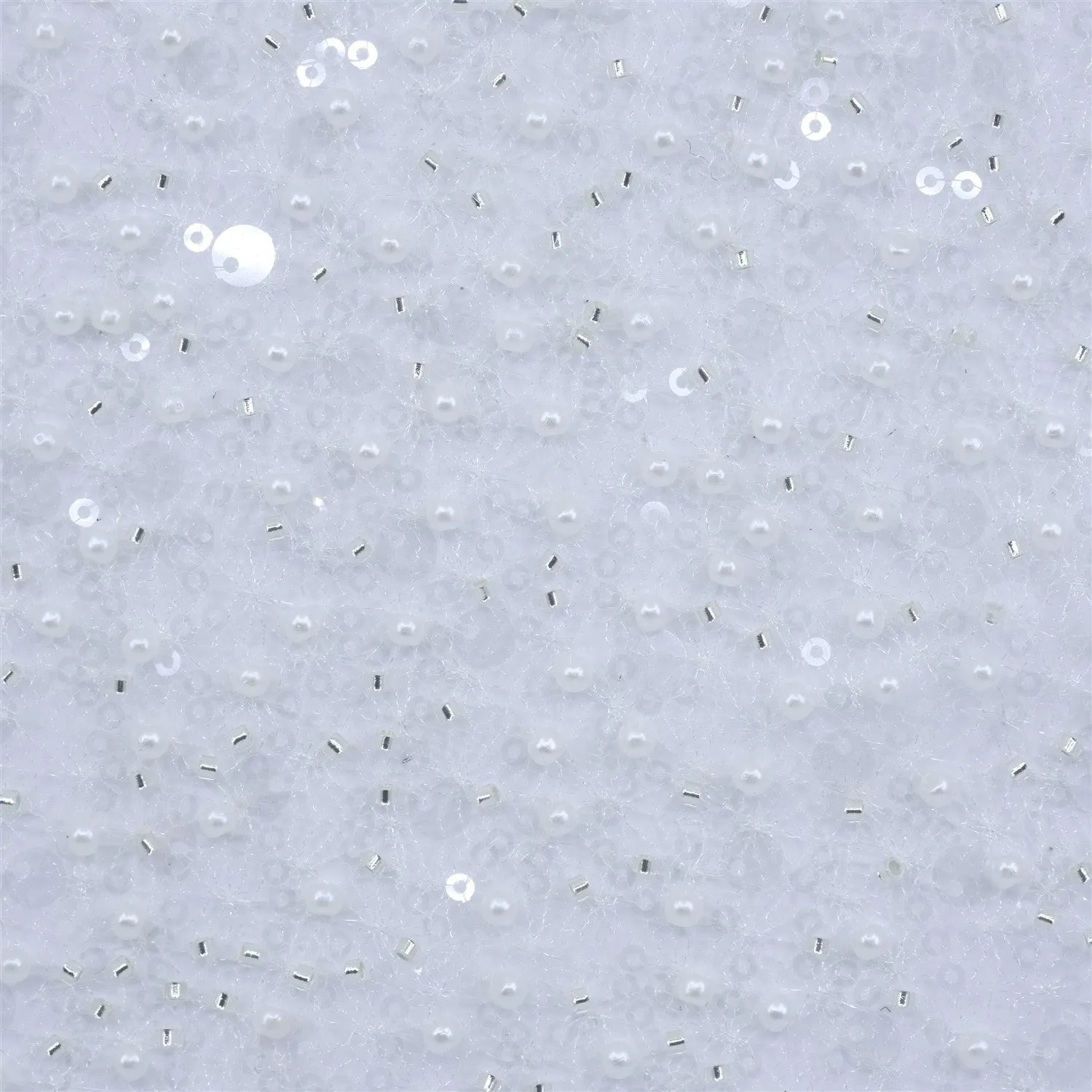 SPIDER NET TULLE FABRIC WITH SEQUINED PEARLS AND CUT BEADS