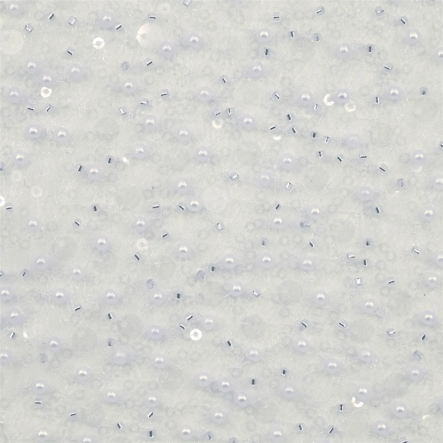 SPIDER NET TULLE FABRIC WITH SEQUINED PEARLS AND CUT BEADS