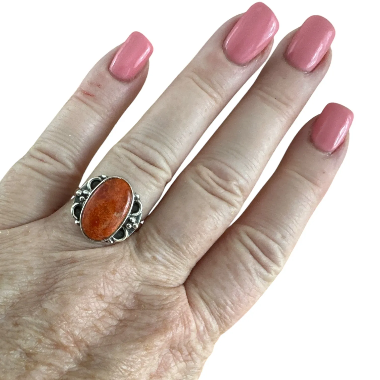 Sponge Coral Solid 925 Sterling Silver Ring 8