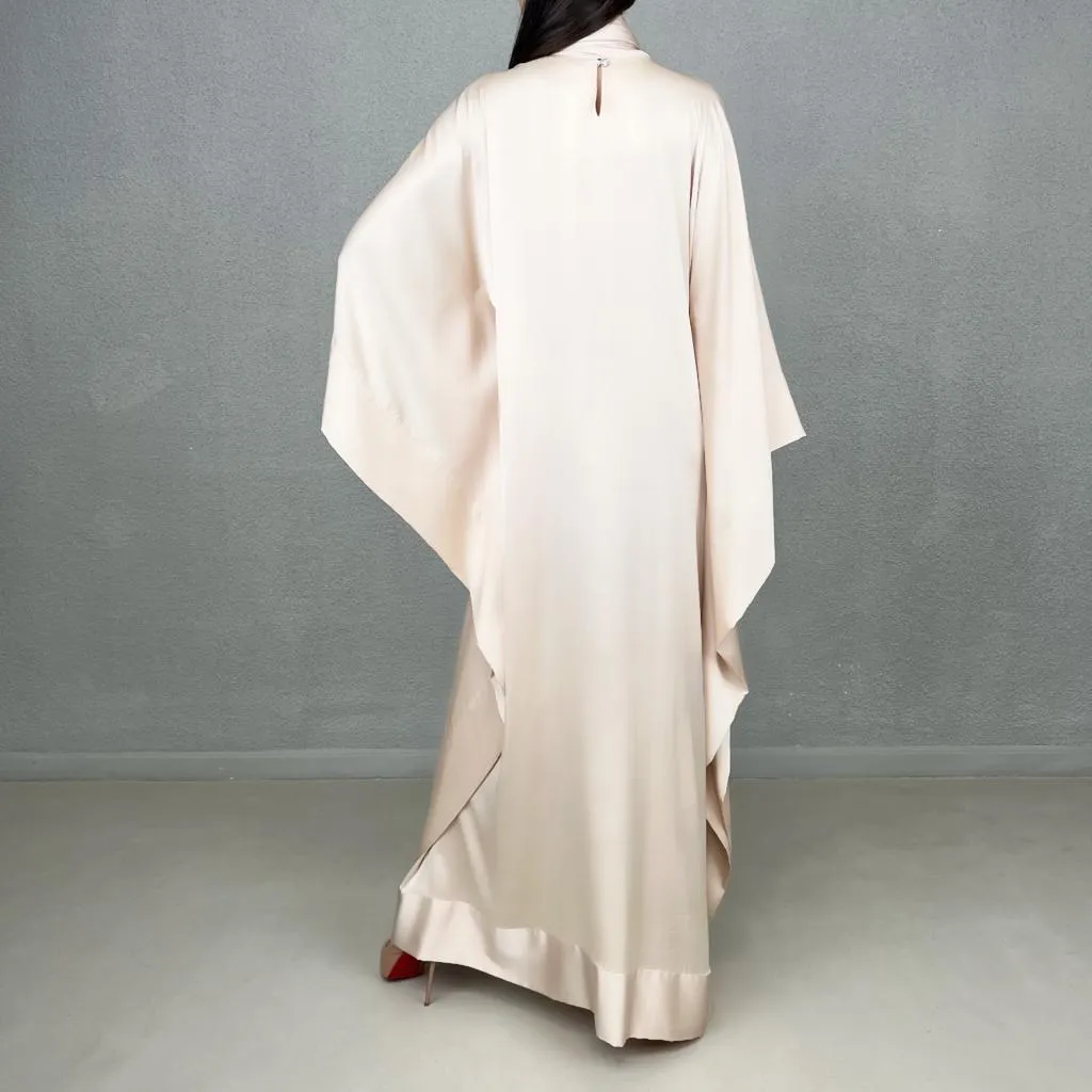 SS22 BEIGE SILK SATIN KAFTAN