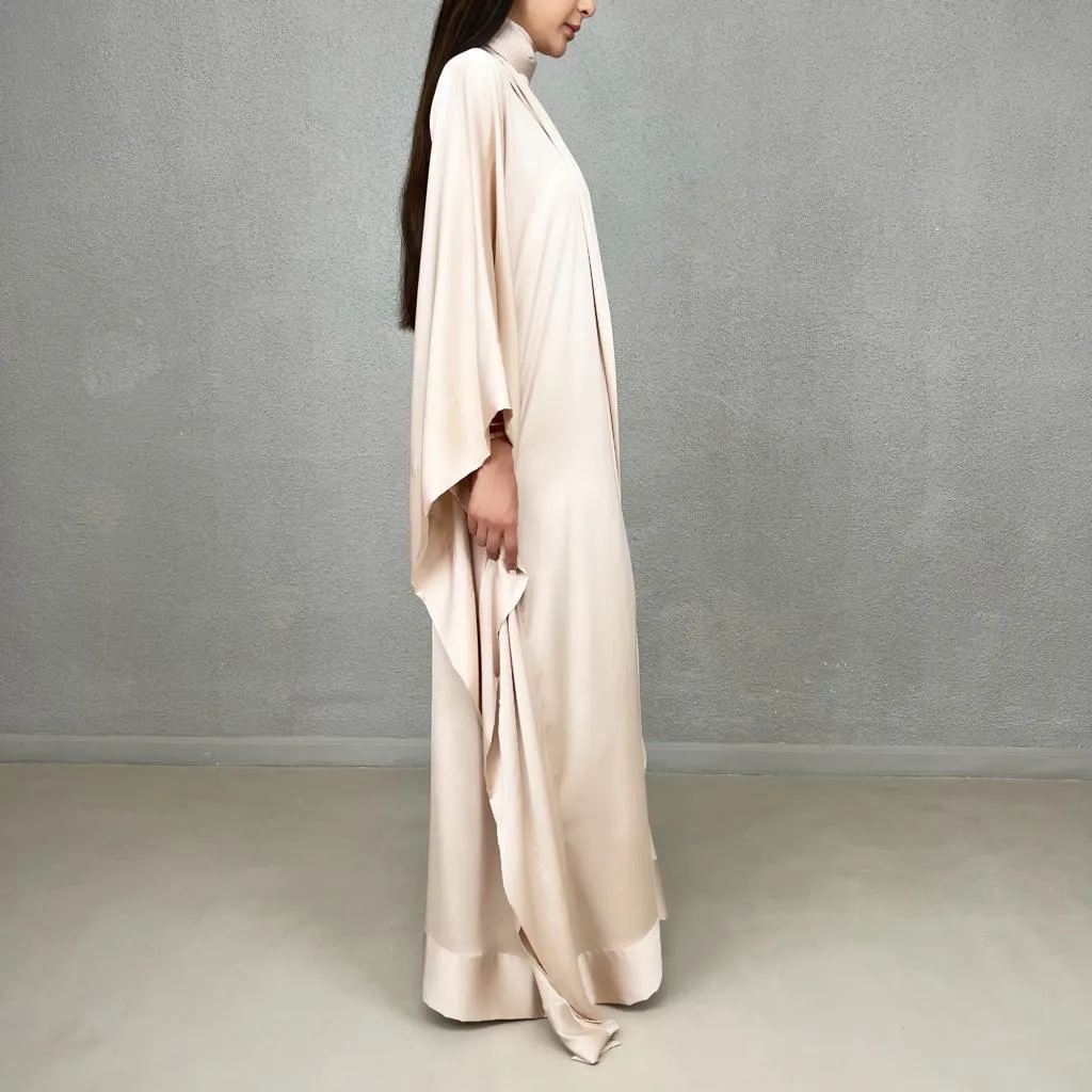 SS22 BEIGE SILK SATIN KAFTAN
