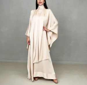 SS22 BEIGE SILK SATIN KAFTAN