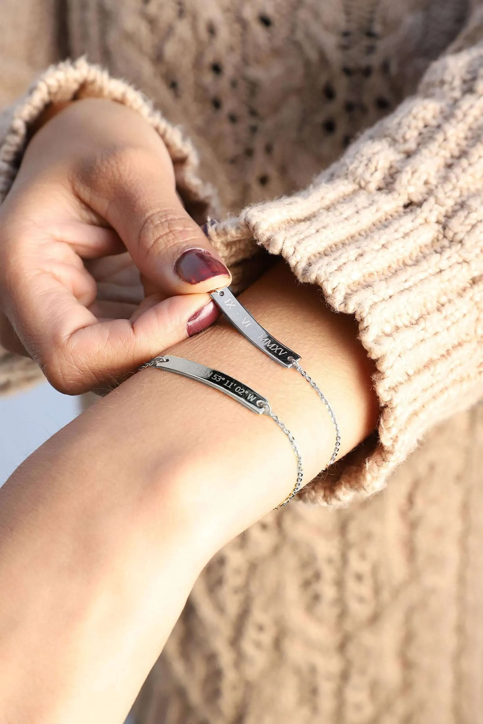 Sterling Silver Personalized Bar Bracelet